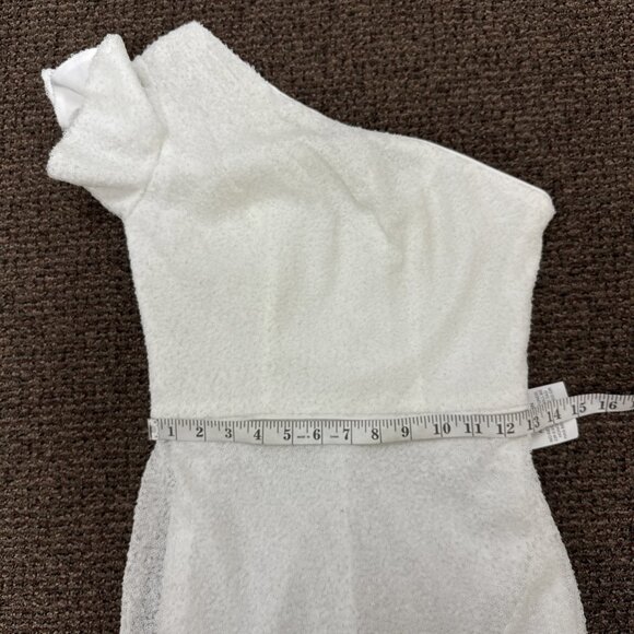 Mac Duggal Size 0 White 70162 One Shoulder Sequin Midi Cocktail Dress Wedding - Picture 6 of 10